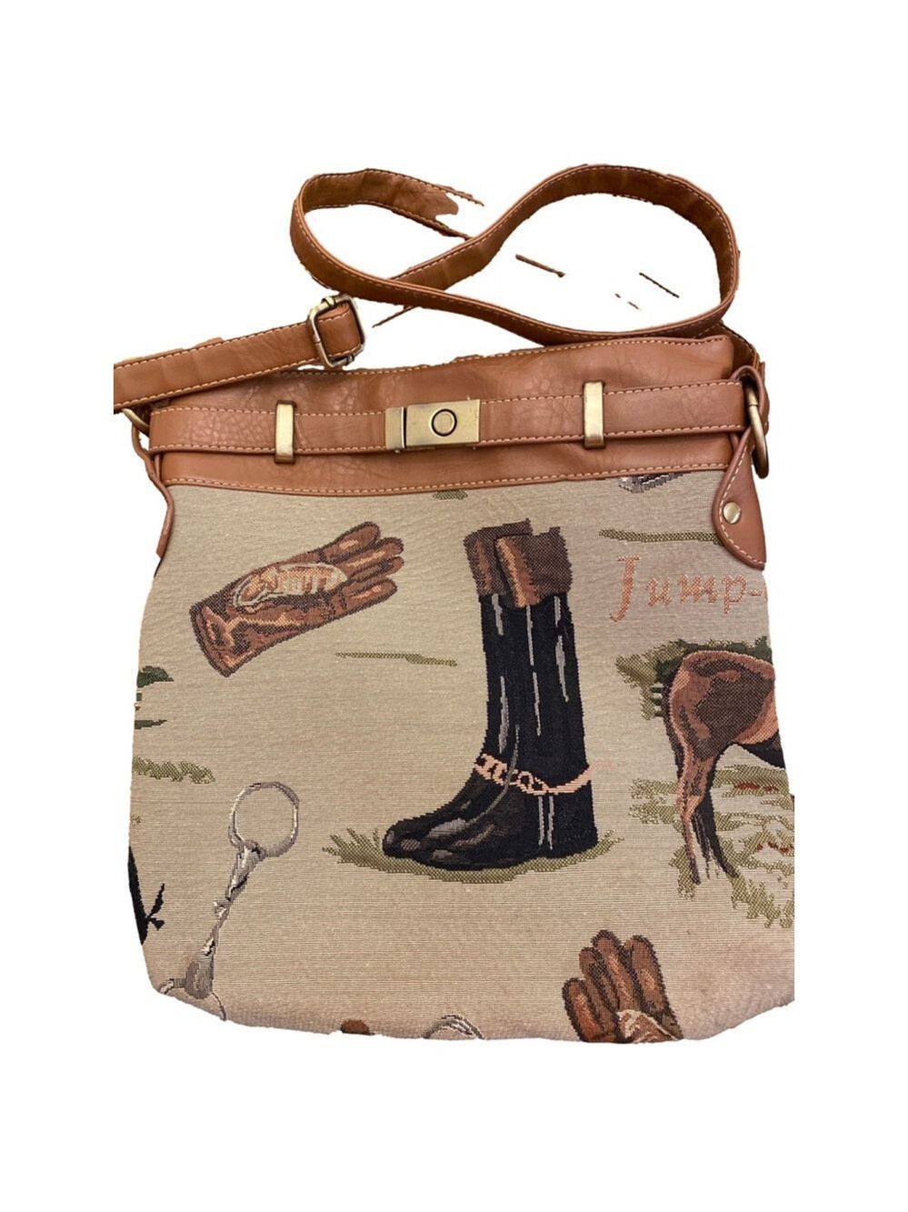 Signare Beige Brown Horse Print Crossbody Bag